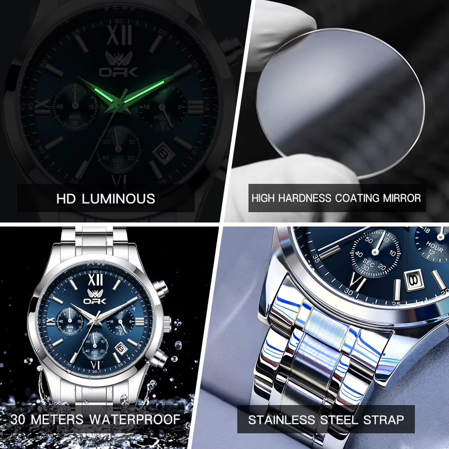 OPK Chronograph, Quarz, Edelstahl, Blau, Herren - Bild 5