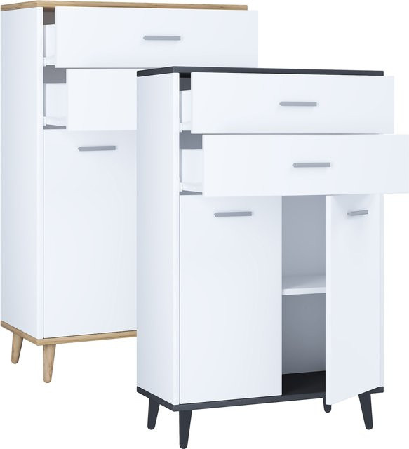 VCM Badmöbel Midischrank Landos mit 2 Schubladen und 2 Drehtüren, H x B x T: 97 x 60 x 28 cm - Bild 1