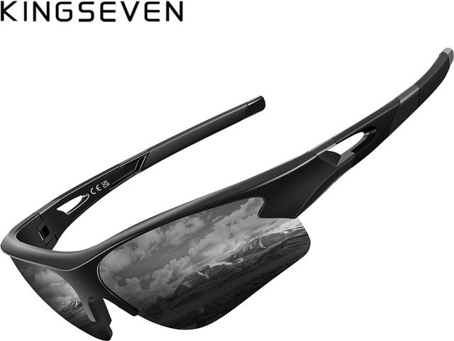 KINGSEVEN Sportsonnenbrille, Vollrand, Kunststoff, Schwarz, Unisex - Bild 1