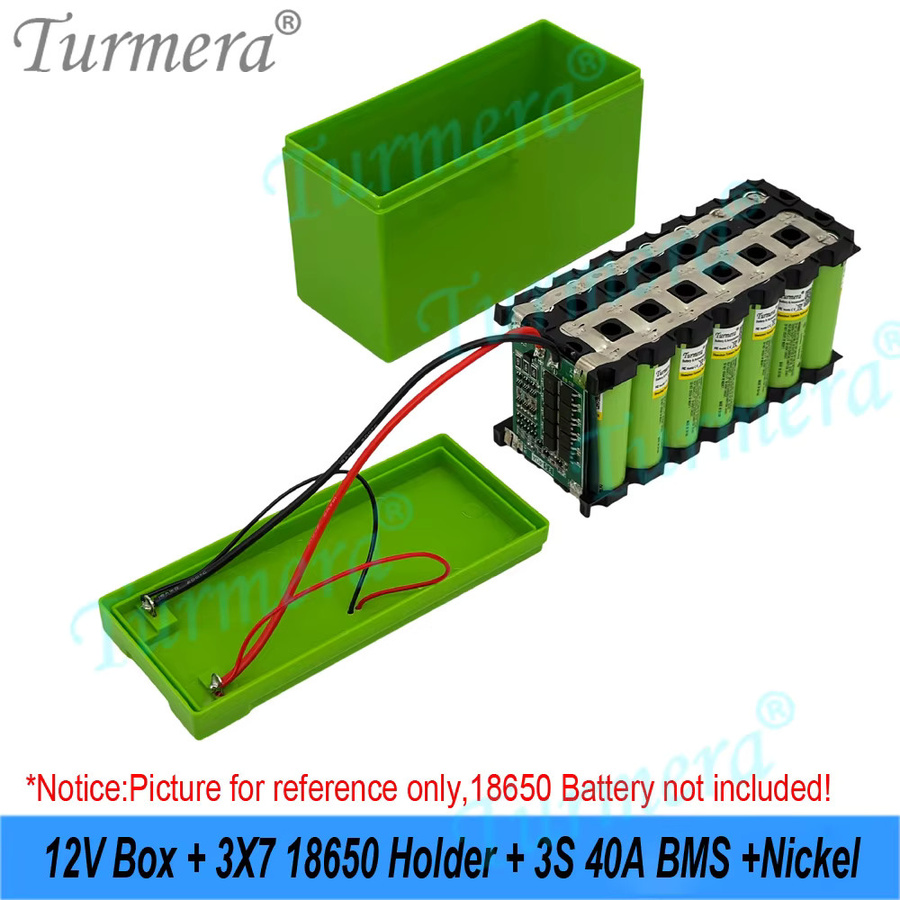 Turmera 12V Batterie-Aufbewahrungsbox mit Anzeige, 3x7 18650 Batteriehalter und 40A Balance BMS, Farbe: Silber - Bild 3