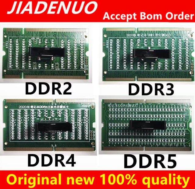 JIADENUO Diagnose-Analysegerät für SDRAM SO-DIMM Notebook-Speicher DDR2 DDR3 DDR4 DDR5 mit LED-Tester-Karte in Grün - Bild 1