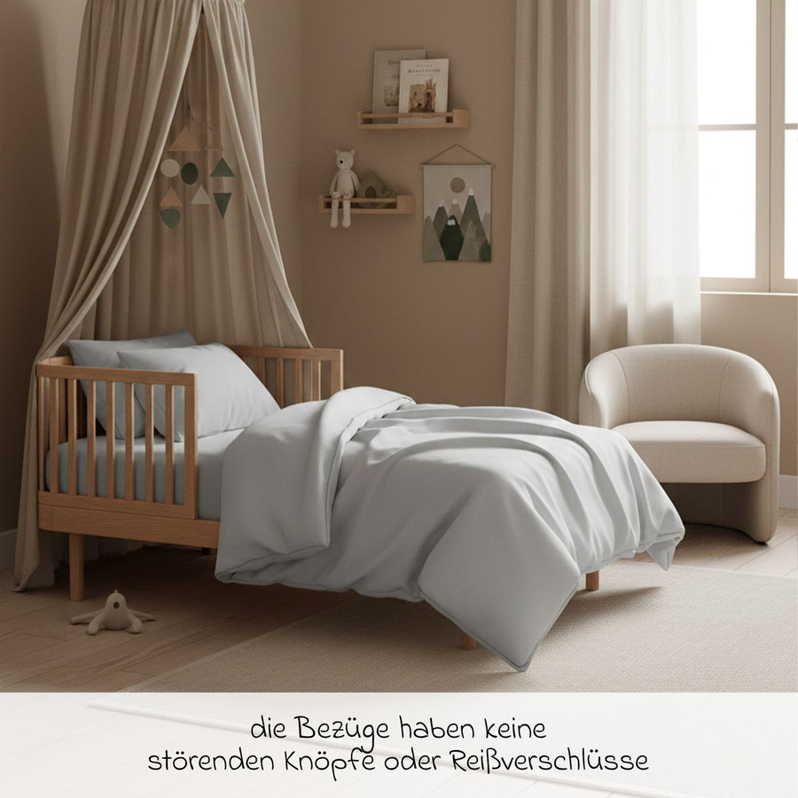 Makian Bettwäsche aus Baumwolle in Grau, bestehend aus Bettbezug und Kissenbezug, Uni-Design, OEKO-TEX Standard 100, B/H: 135 x 200 cm und B/H: 40 x 60 cm - Bild 2