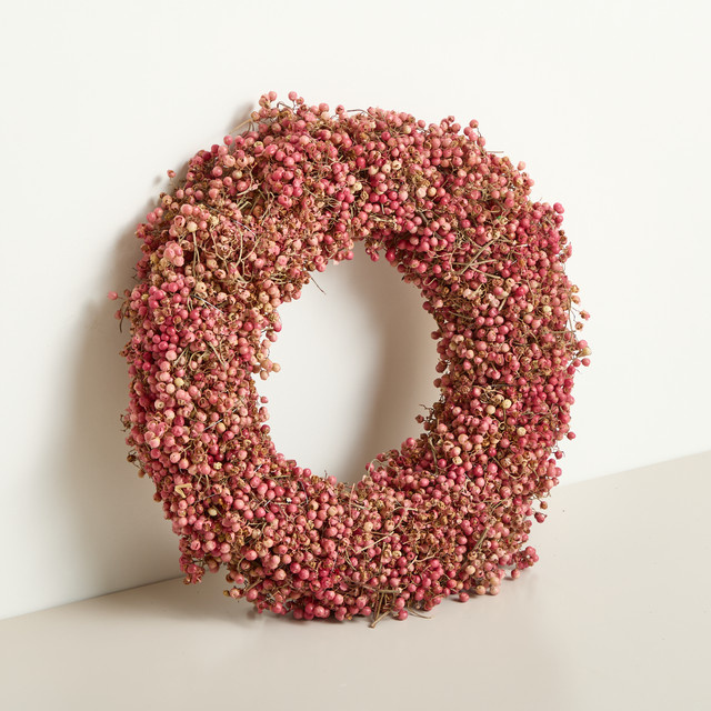 Pfefferbeerenkranz von Blume2000 in Rot und Pink für die Wanddekoration, Durchmesser: 25 cm - Bild 1