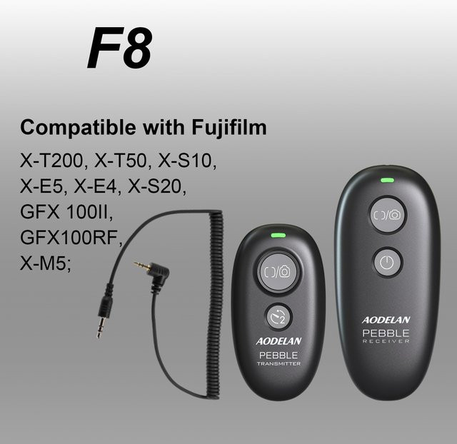 AODELAN 2,4 GHz kabelloser Fernauslöser mit 80 m Reichweite für Fujifilm X-E5 X-M5 X-T50 X-T200 X-S20 X-S10 GFX100RF X-E4 GFX100II in Schwarz - Bild 1