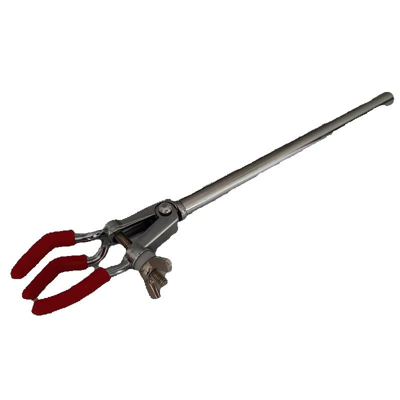 Labor Drei Zinken Kolben Clip mit Verlängerung, silberne Metall-Rohrklemme für professionelle Anwendungen, Einstellbereich 0-28mm, Länge: 190mm - Bild 2