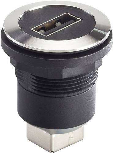 Georg Schlegel USB-Buchse A/B twin rund aus Edelstahl in Silber, RONTRON-R-JUWEL Koppler Buchse - Bild 1