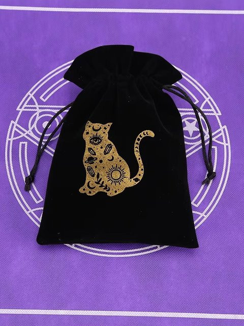 5 Stück schwarze Samtbeutel mit Kordelzug zur Aufbewahrung von Tarotkarten, Runen und Schmuck, Breite: 13,0 cm - Bild 1