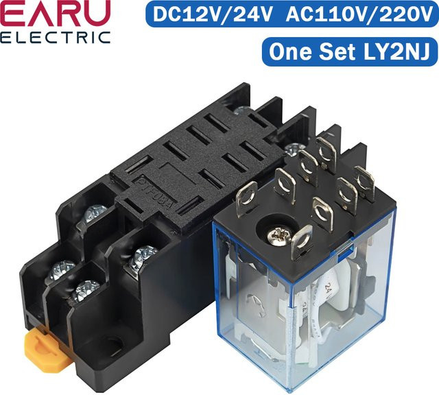 EARU LY2NJ HH62P Elektromagnetisches Relais 10A 8PIN mit Sockel für DIN-Schiene - Bild 1
