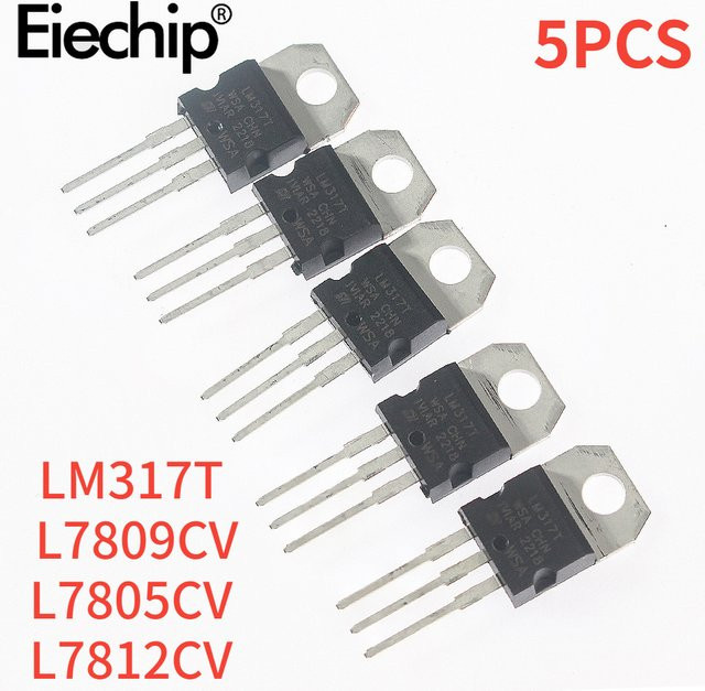 5er Set Spannungsregler LM317T L7805CV L7809CV L7812CV 1,5A TO220 Integrierte Schaltkreise - Bild 1