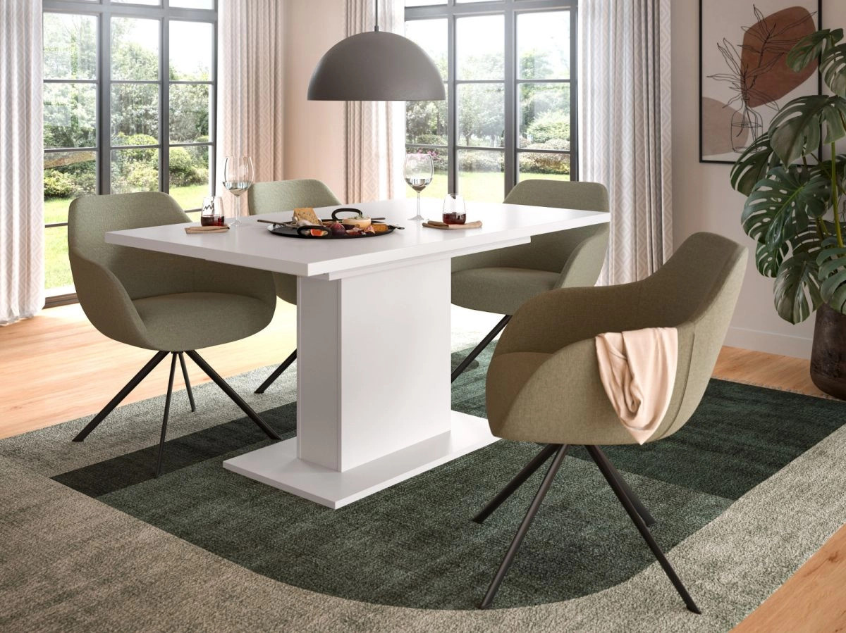 Inn.Furn Esstisch ausziehbar in Weiß, moderner Küchentisch aus MDF und Metall, Breite: 150 cm bis 190 cm, Tiefe: 90 cm, Höhe: 76 cm - Bild 3