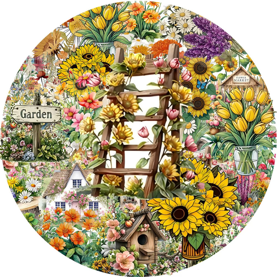 Charile Aufkleber, Pflanze Blume Landschaft, Retro, 10-teiliges Set - Bild 2