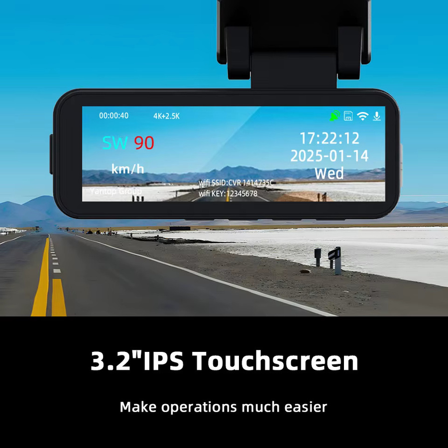 ACCEO 4K Auto-Dashcam in Schwarz mit Nachtsicht, WLAN, optionalem GPS, 2.5K Rückkamera und 24H Parkvideoaufzeichnung - Bild 3