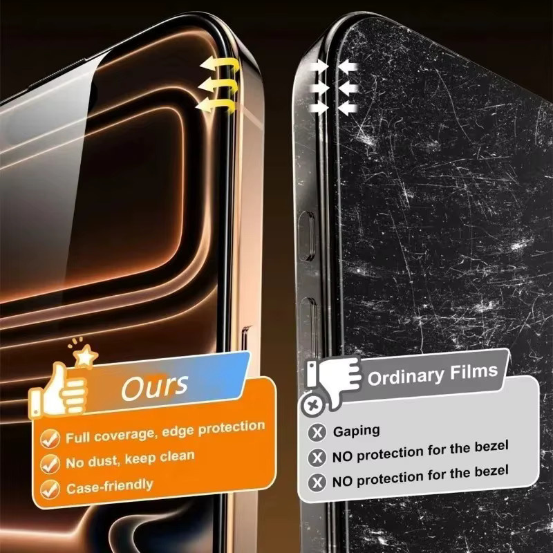 3 Stück Displayschutzfolie aus gehärtetem Glas für Apple iPhone 11 12 13 14 15 16 17 Pro Max und Plus Modelle, transparent - Bild 5