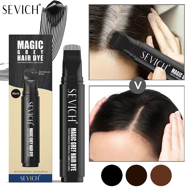 Sevich Haarfärbestift, temporärer Concealer für weißes Haar, Schwarz, Braun - Bild 5