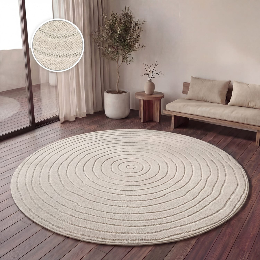 In- & Outdoor-Teppich Cotara in Creme/Beige, rund, Durchmesser: 160 cm - Bild 2