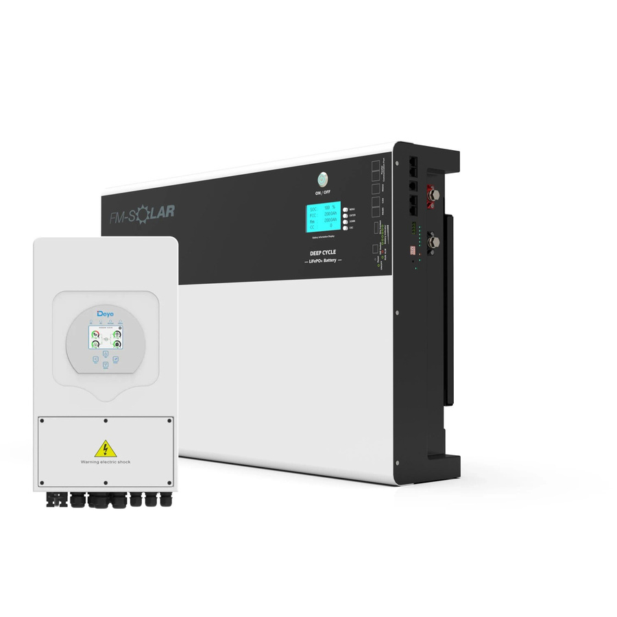 Deye 1-Phasen Hybrid-Wechselrichter On/Off-Grid 5kW mit 30kWh LiFePO4 Wand-Batteriespeicher in Weiß - Bild 2
