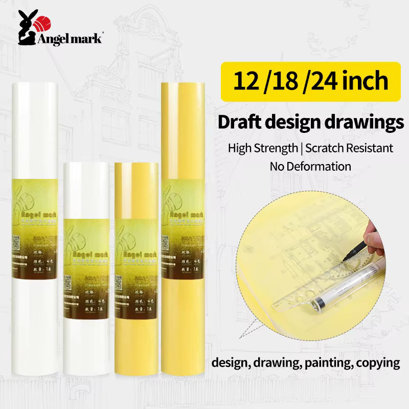 AngelMark Transparentpapierrolle für Entwürfe, Skizzen und zum Nähen, hochtransparentes Zeichenpapier in Transparent und Gelb - Bild 2
