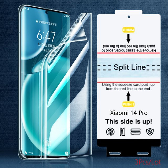3er-Pack Selbstheilende HD Hydrogel Displayschutzfolie aus TPU für Xiaomi 15 Ultra, 14, 13 und 12 Pro, Transparent, Volle Abdeckung - Bild 1