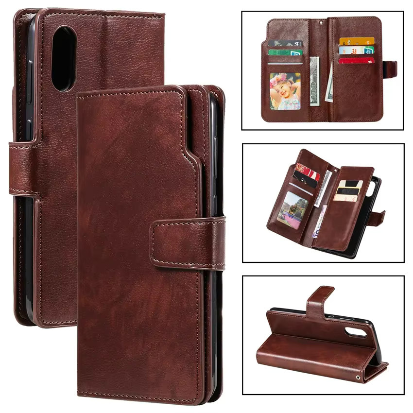 Retro PU Ledertasche als Brieftasche und Rahmenhalter für Xiaomi Redmi Note 12 11 10 Pro sowie Poco X5 M3 M4 Pro in Rot und Braun - Bild 2