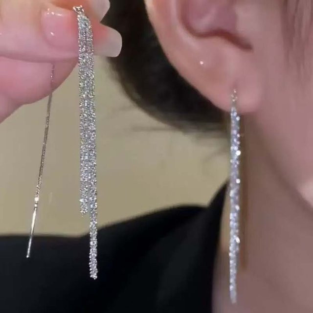 Tropfen-Ohrringe Silber, Kristall, Damen - Bild 1