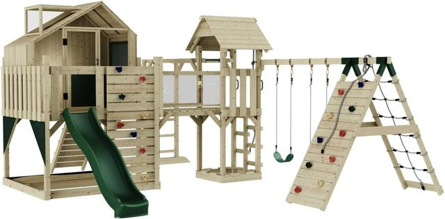 OutdoorToys Spielturm Milo mit Kinderschaukel in Dunkelgrün - Bild 1