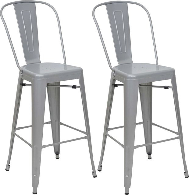 PROREGAL 2er-Set Barhocker im Industrial-Design aus Metall in Grau mit Sitzhöhe 77 cm - Bild 1