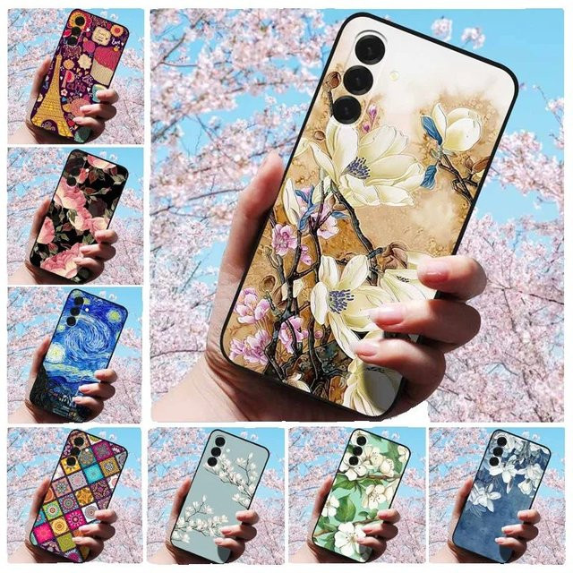 Samsung Galaxy A56 A36 A26 5G Silikon Schutzhülle mit 3D Relief Blumen und Eulen Design in Multicolour - Bild 1