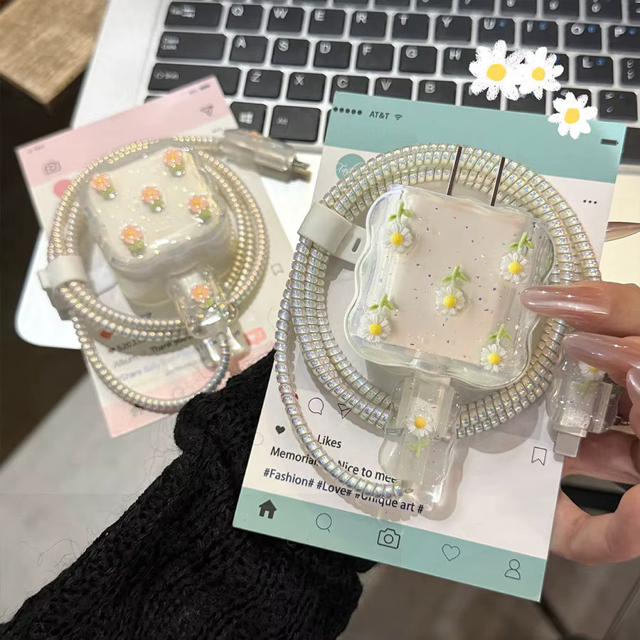 TAOYUNXI Transparente Daisy Ladegerät-Schutzhülle und Datenkabel-Organizer für iPhone 16 17 Pro Max 18W/20W - Bild 2