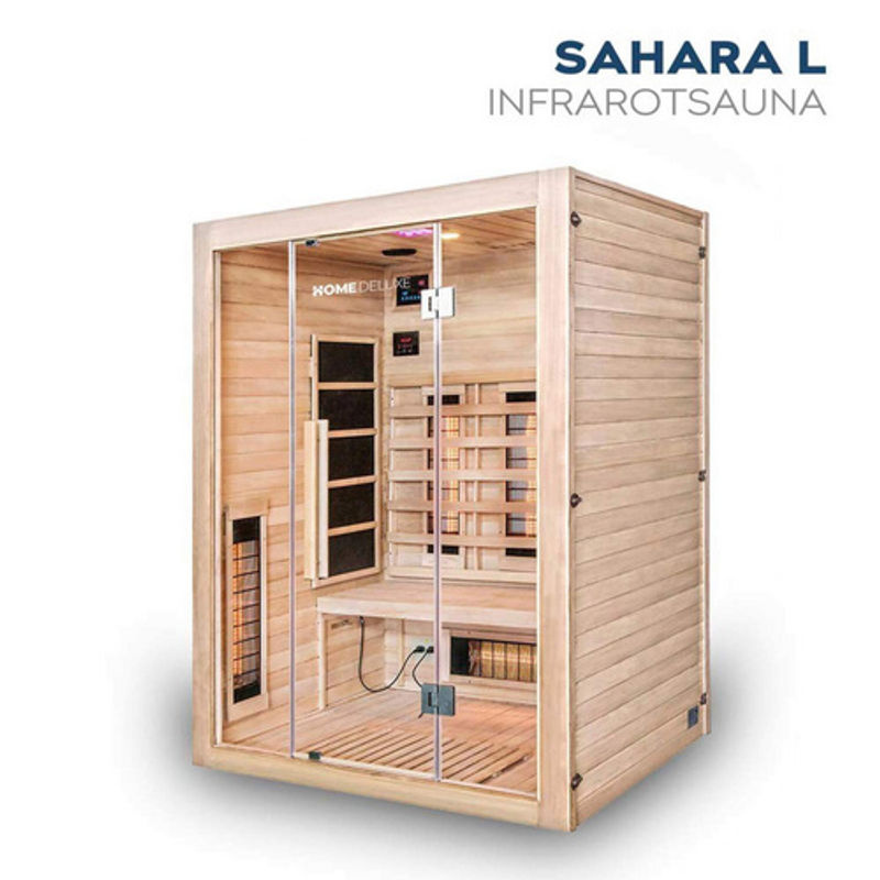 Home Deluxe Infrarotkabine Sahara L aus Hemlock-Tannenholz für 3 Personen mit Vollspektrumstrahler, beige, B: 150 cm, T: 120 cm, H: 190 cm - Bild 2