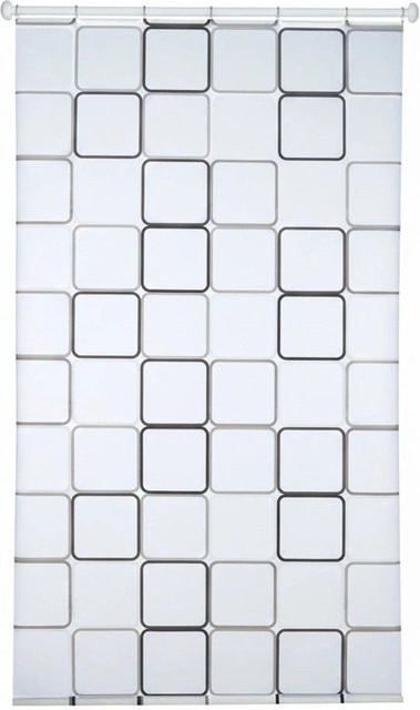 Relaxdays Duschrollo Square aus Kunststoff und Aluminium, wasserabweisend und schnelltrocknend, Weiß/Grau, B: 120 cm, H: 240 cm - Bild 1