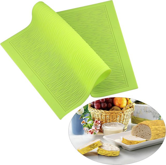 Fuleier Silikon Backmatte für Zucker- und Fondant-Dekorationen, Grün, B/T: 40,0 x 27,5 cm - Bild 1