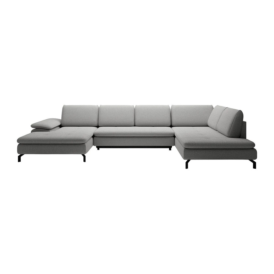 Vente-unique Schlafsofa Archibald in Grau mit L-Form und Strukturstoff - Bild 2