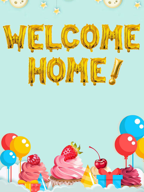 Goldene Buchstabenballons Welcome Home von EACH PARTY als Luftballonbanner zur Dekoration für Schulanfang und Partys, 40,64 cm - Bild 1