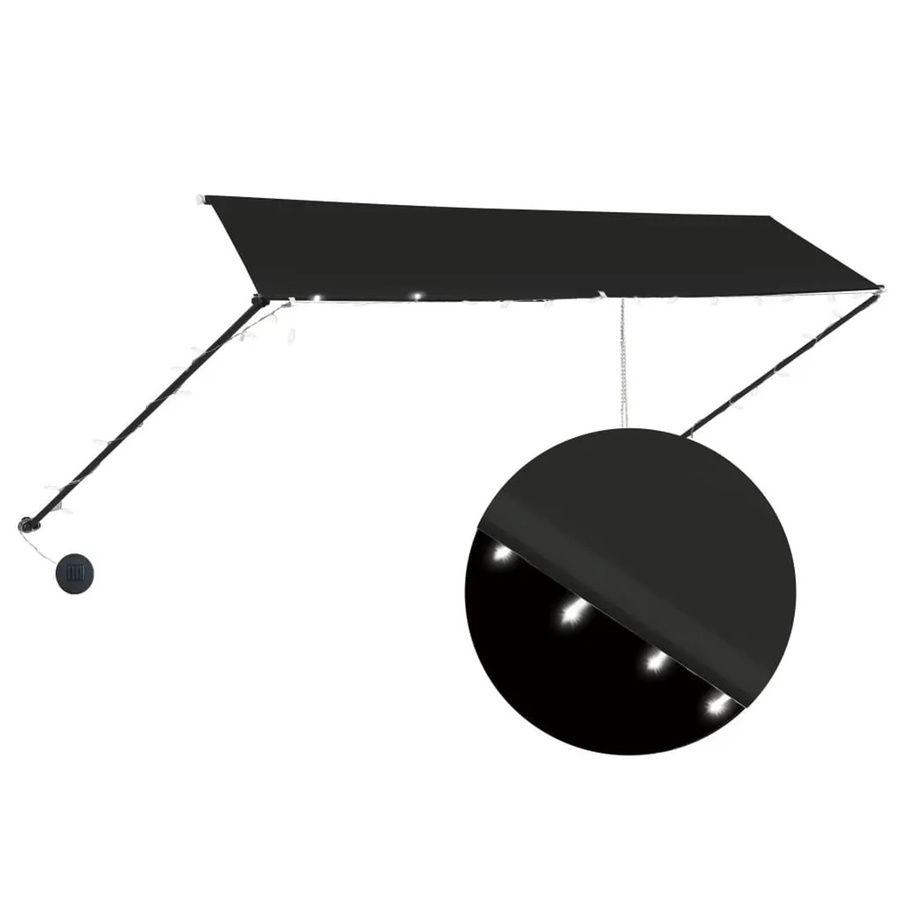 vidaXL Einziehbare Markise mit LED in Anthrazit, B: 350 cm, T: 150 cm - Bild 2