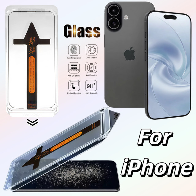 Apple iPhone Displayschutzfolie aus gehärtetem Glas, transparent, kratzfest - Bild 1
