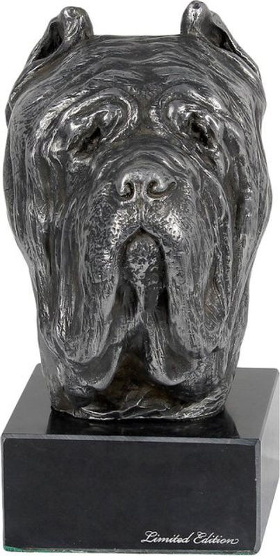 Art-Dog Neapolitanischer Mastiff Mastino Napoletano Figur auf Marmor in Silber - Bild 1
