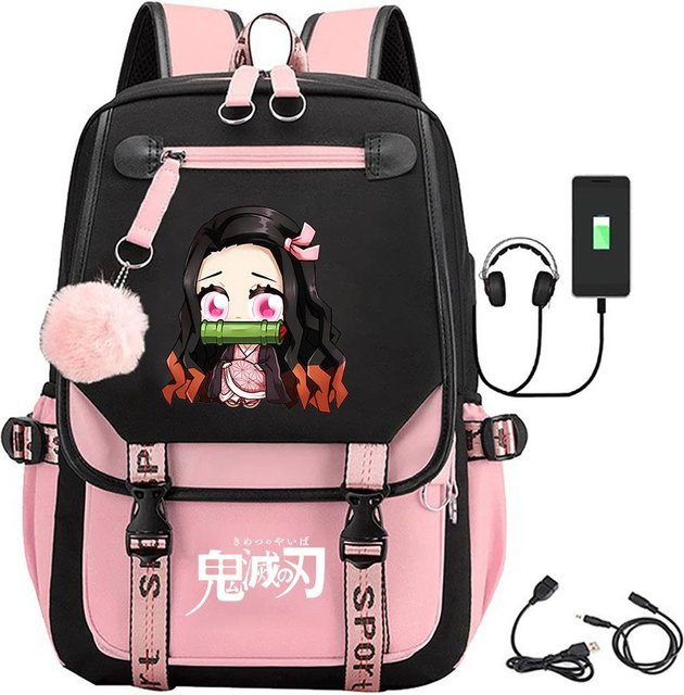 3-teiliges Schulrucksack-Set in Schwarz aus Oxford-Stoff mit großem Fassungsvermögen inklusive Federmäppchen und Schultergurt - Bild 1