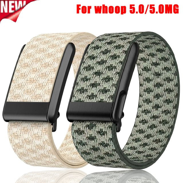 Whoop 5.0 Armband, Kaschmir-Strickband, Olivgrün/Seeblau, Metallrahmen - Bild 1