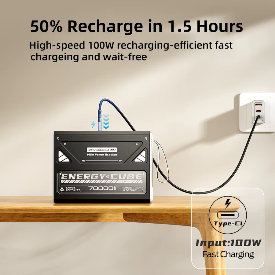 MOVESPEED Z70 Pro Max Powerbank 70000mAh mit 140W Schnellladegerät, externer Akku für MacBook und Laptop, Schwarz - Bild 5