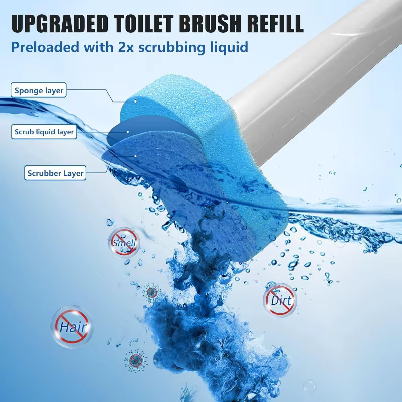 INMAICH 24er Set Einweg WC-Pinselköpfe zum Nachfüllen, gelb, WC-Schüssel Reiniger und Schrubb-Pads für die Badezimmerreinigung - Bild 2