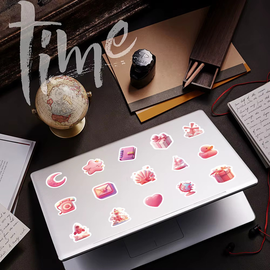 54er Set 3D Pink Doodles Kawaii Emoji Aufkleber für Tech Gear und Journals von Anime Worlds Store - Bild 1