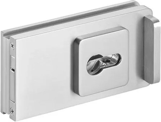Hansaglas Glasschiebetür Schloss mit Profilzylinder aus Edelstahl in Silber, B/T/H: 150 x 80 x 55 cm - Bild 1
