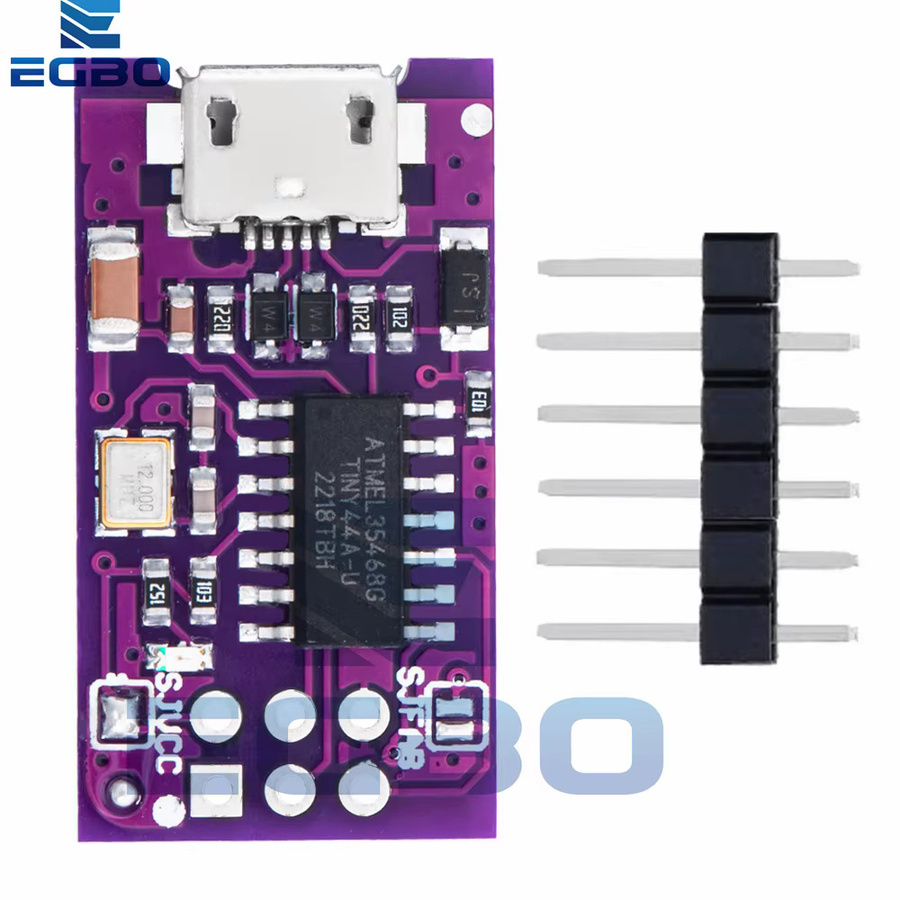EGBO USBTinyISP Programmiermodul für ATtiny44 ATtiny45 ATtiny85 Mikrocontroller in Lila mit Micro USB Anschluss - Bild 3