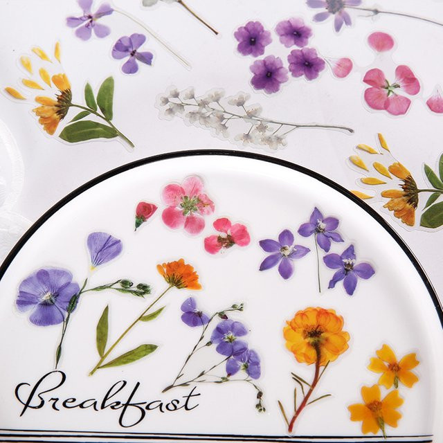 40 Stück Frische Pflanzen PET-Aufkleber Set in Transparent und Multicolour für DIY Scrapbooking und Album Dekoration - Bild 1