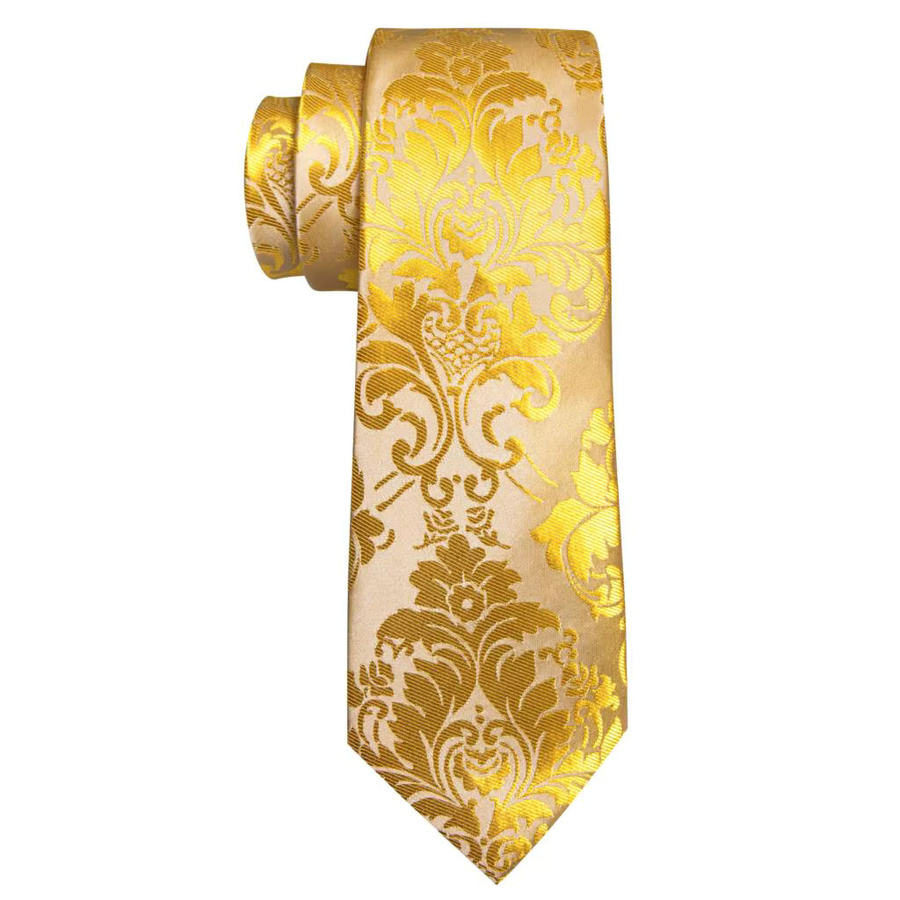 Barry.Wang Schmuck-Set, Krawatten-Set mit Einstecktuch, Manschettenknöpfen, Brosche, Krawattennadel, Herren, goldgelb - Bild 2
