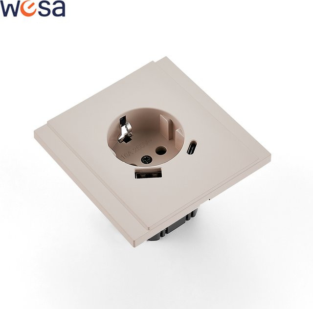 Skin Sensation Farbige Kunststoff-Wandeinbau-Steckdose mit USB-Anschluss, EU-Standard, 250V, flammhemmend - Bild 1