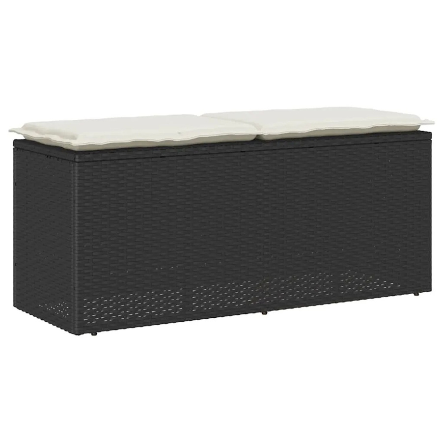 vidaXL Gartenbank aus Poly Rattan und Metall mit Kissen in Schwarz, B/T/H: 110 x 40 x 44 cm - Bild 2