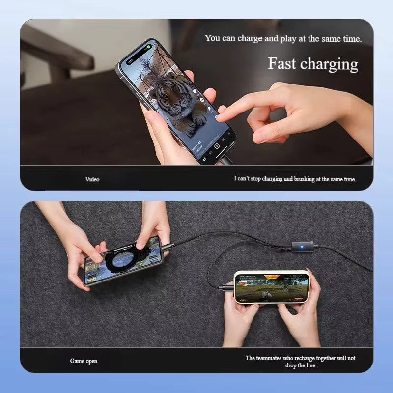 VBNM 2-in-1 Dual-Port USB-C Schnellladekabel 100W in Schwarz für iPhone 15 16 17 Pro Max und Samsung Huawei - Bild 5