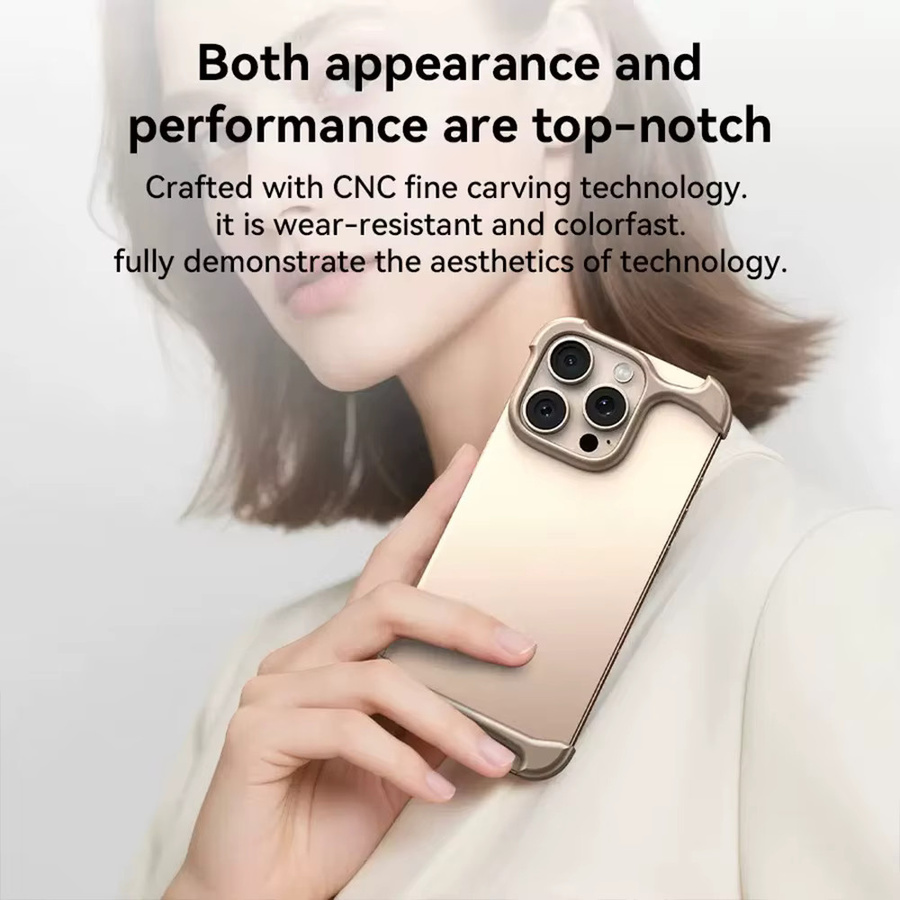 Stoßfeste Aluminium Handyhülle mit SEBS-Gummi für iPhone 17 16 15 Pro Max Plus in Silber - Bild 2