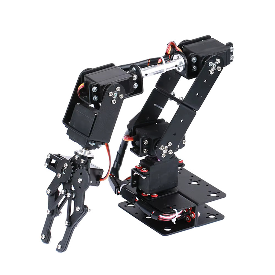 Aideepen 6-DOF Roboterarm-DIY-Kit, Multi-Freedom-Roboter-Servo-Greifmaschine, Bildungsbauset, Schwarz, Kunststoff - Bild 3